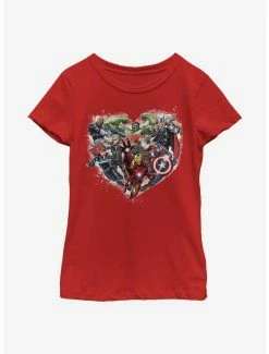 Superheroes Marvel Avengers Avenger Heart Youth Girls T-Shirt