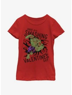Superheroes Marvel Hulk Smashing Valentine Youth Girls T-Shirt