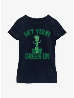 Superheroes Marvel Guardians Of The Galaxy Groot Green Youth Girls T-Shirt