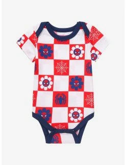 Superheroes Marvel Spider-Man Retro Checkered Infant One-Piece - BoxLunch Exclusive