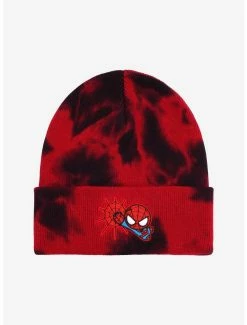Superheroes Marvel Spider-Man Chibi Spider-Man Tie-Dye Cuffed Beanie - BoxLunch Exclusive