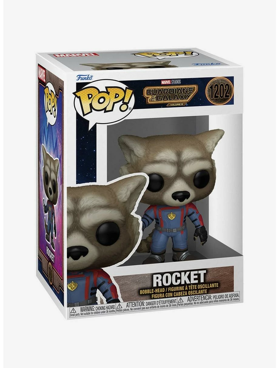 Superheroes Funko Pop! Guardians Of The Galaxy: Volume 3 Rocket Vinyl Bobble-Head - Image 2
