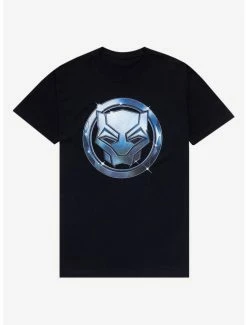 Superheroes Marvel Black Panther Chrome Mask Logo T-Shirt - BoxLunch Exclusive