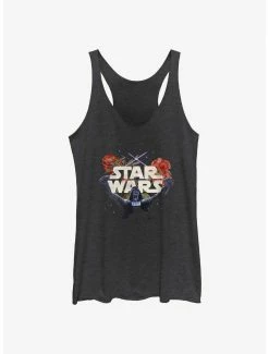 Online Exclusives Star Wars Floral Darth Vader Womens Tank Top