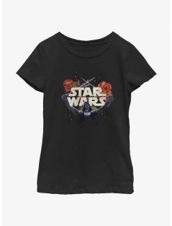 Online Exclusives Star Wars Floral Darth Vader Youth Girls T-Shirt