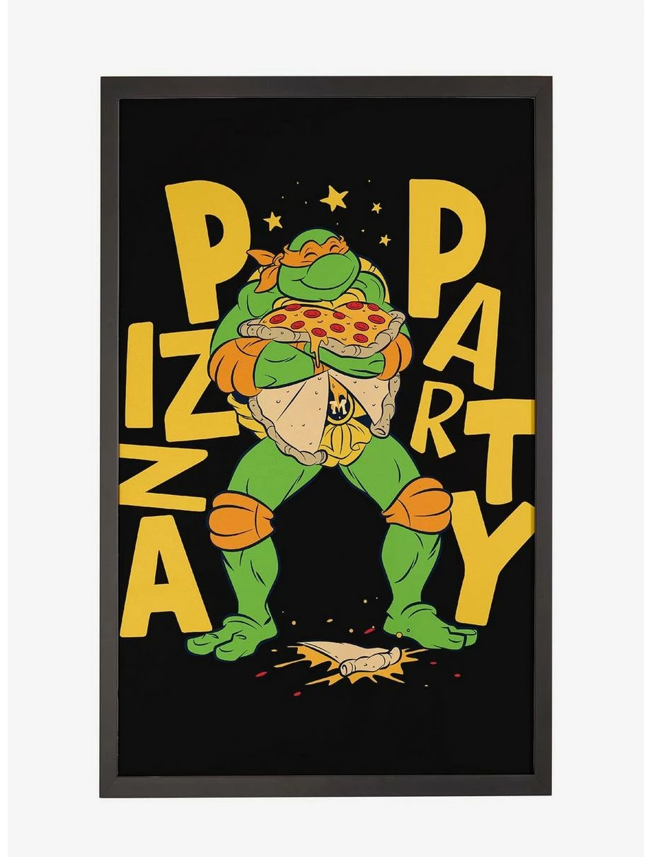 Online Exclusives Teenage Mutant Ninja Turtles Michelangelo Pizza Party Framed Poster